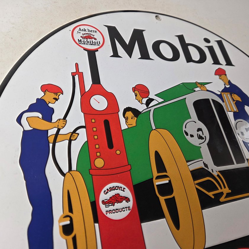 Vintage Mobil Sign - Gargoyle Mobilgas Attendants Gas Oil Filling Porcelain Sign - Image 4