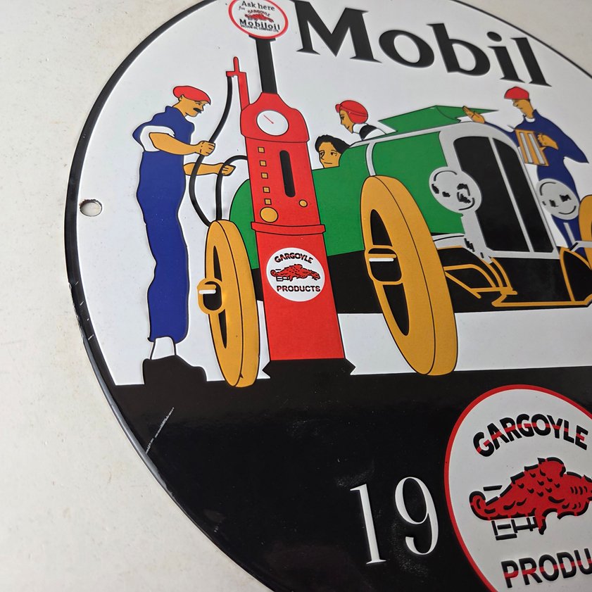 Vintage Mobil Sign - Gargoyle Mobilgas Attendants Gas Oil Filling Porcelain Sign - Image 5