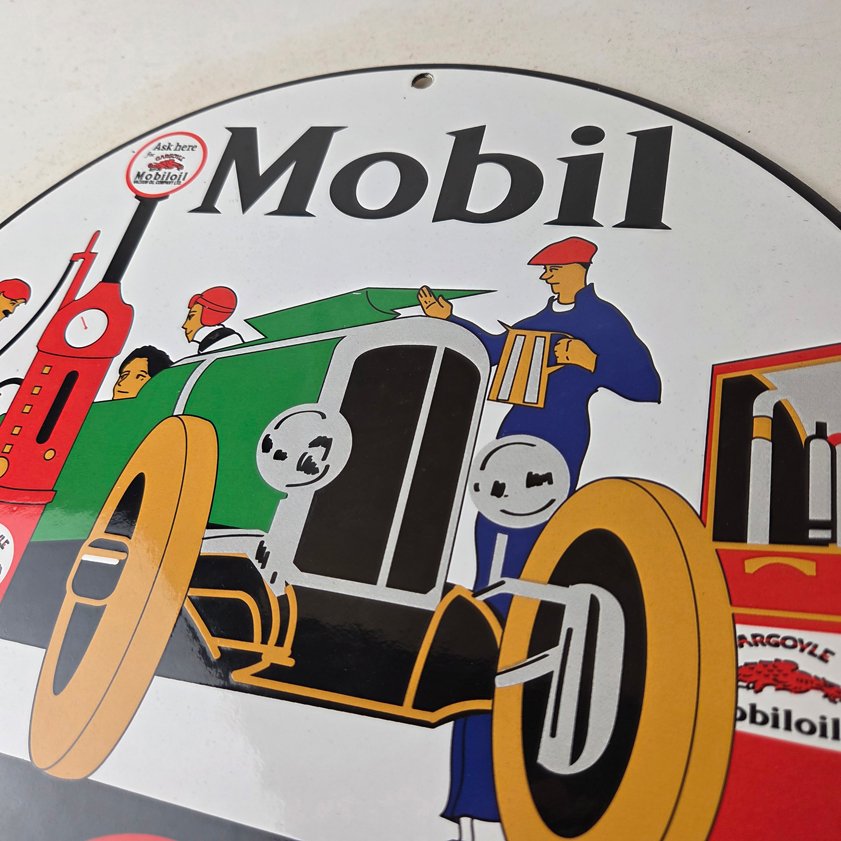 Vintage Mobil Sign - Gargoyle Mobilgas Attendants Gas Oil Filling Porcelain Sign - Image 11
