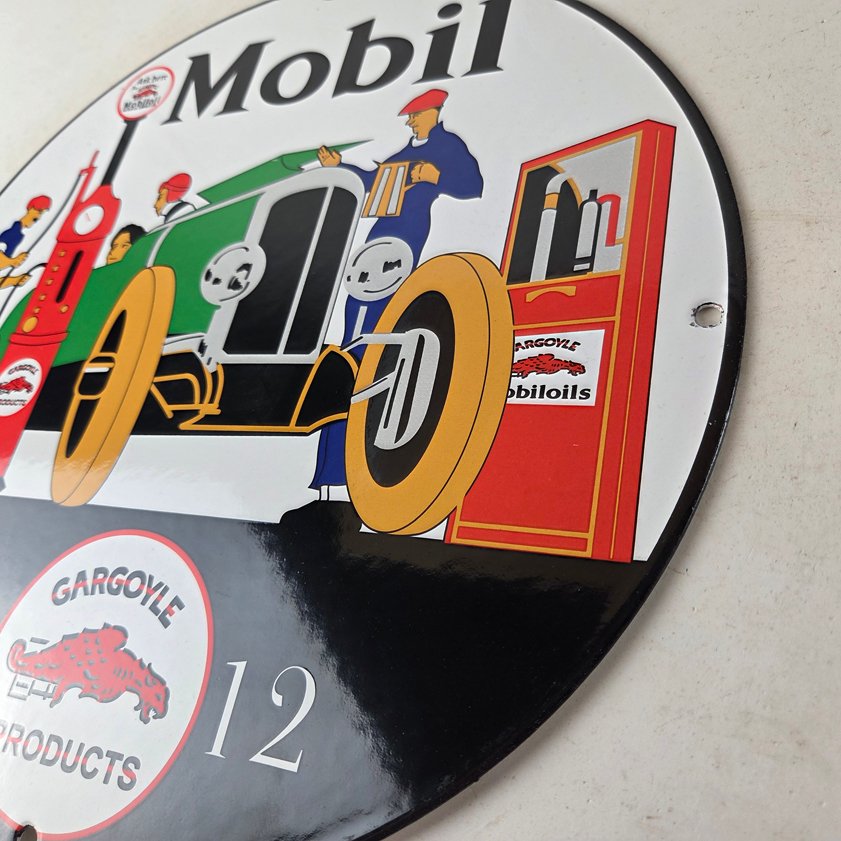 Vintage Mobil Sign - Gargoyle Mobilgas Attendants Gas Oil Filling Porcelain Sign - Image 12