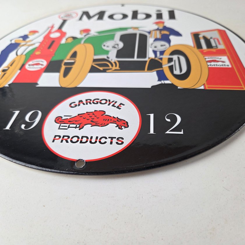 Vintage Mobil Sign - Gargoyle Mobilgas Attendants Gas Oil Filling Porcelain Sign - Image 10