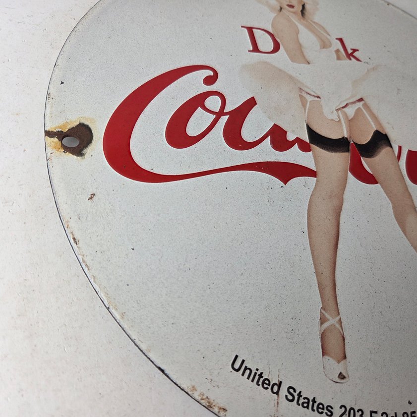 Vintage Coca Cola Porcelain Sign - Gas Pump Bottling Service Soda Beverage Sign - Image 11