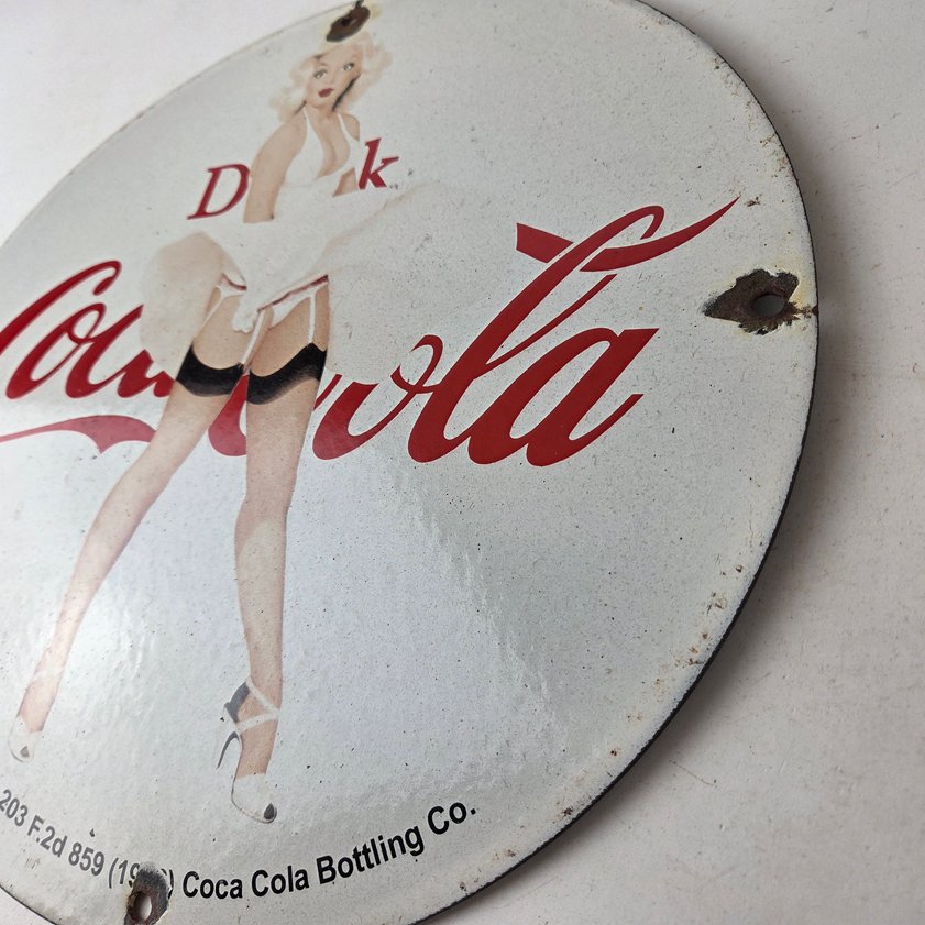 Vintage Coca Cola Porcelain Sign - Gas Pump Bottling Service Soda Beverage Sign - Image 14