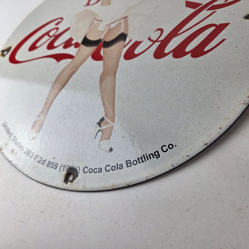 Vintage Coca Cola Porcelain Sign - Gas Pump Bottling Service Soda Beverage Sign - Image 15