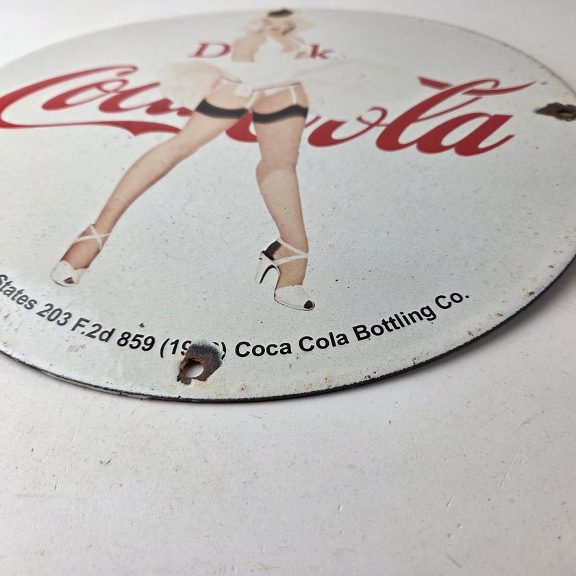 Vintage Coca Cola Porcelain Sign - Gas Pump Bottling Service Soda Beverage Sign - Image 10
