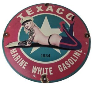 Vintage porcelain gas pump plate signs