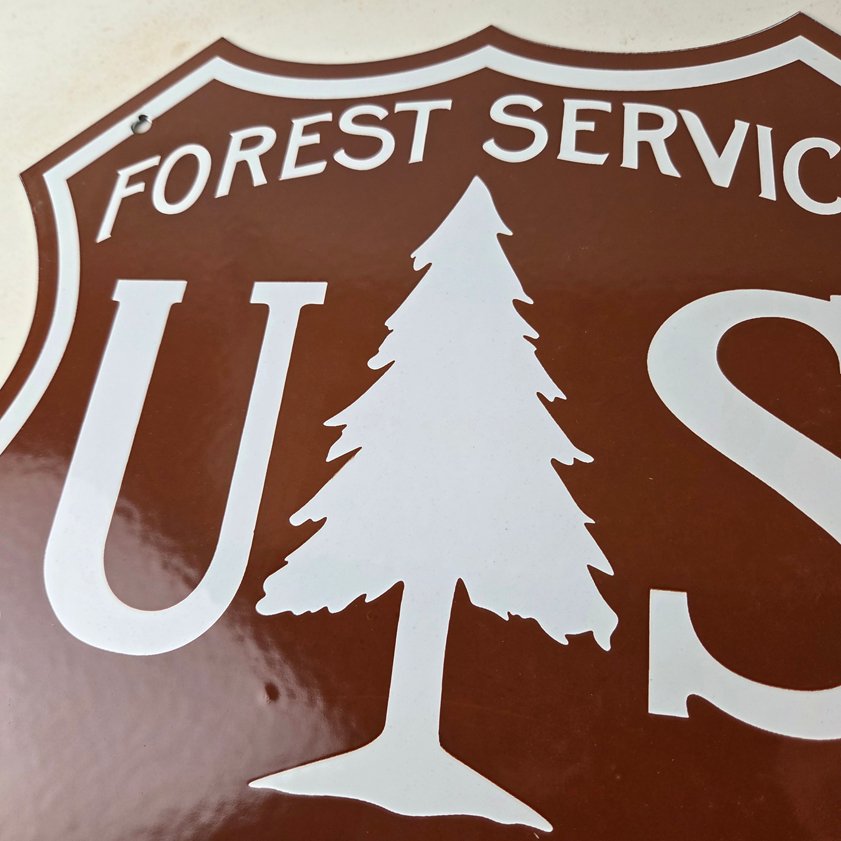 Vintage Forest Service Sign - Agricultural National Park Porcelain Gas Pump Sign - Image 2