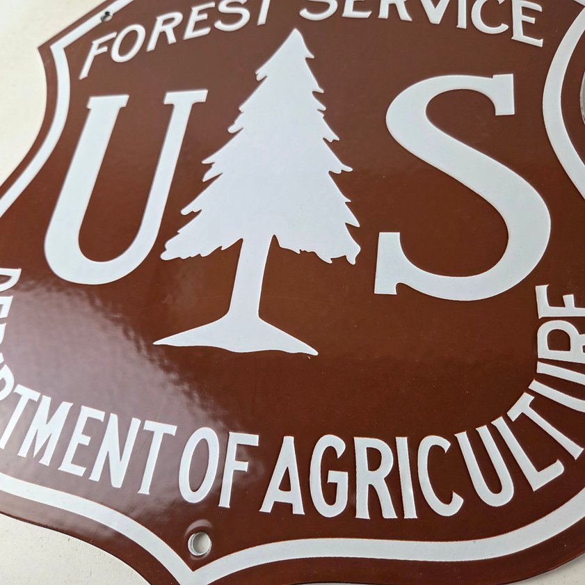 Vintage Forest Service Sign - Agricultural National Park Porcelain Gas Pump Sign - Image 3