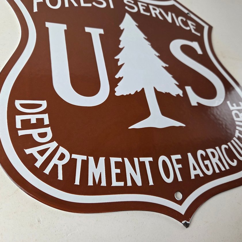 Vintage Forest Service Sign - Agricultural National Park Porcelain Gas Pump Sign - Image 6