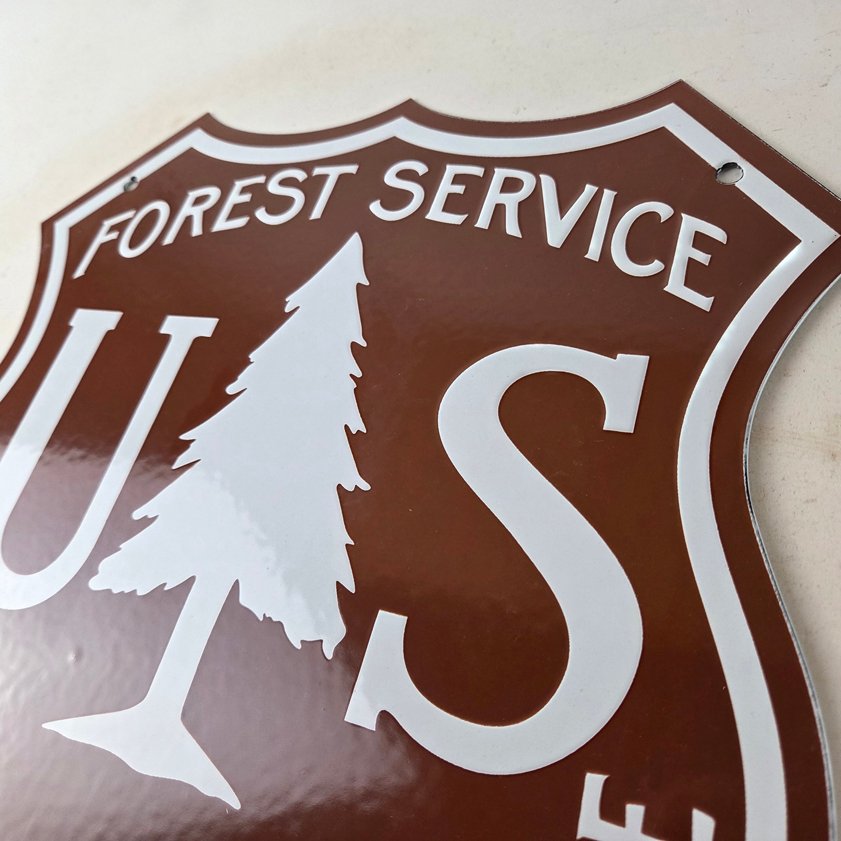 Vintage Forest Service Sign - Agricultural National Park Porcelain Gas Pump Sign - Image 11