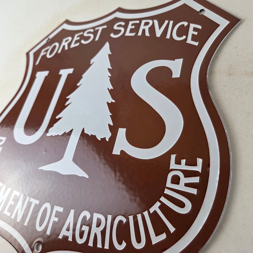 Vintage Forest Service Sign - Agricultural National Park Porcelain Gas Pump Sign - Image 12