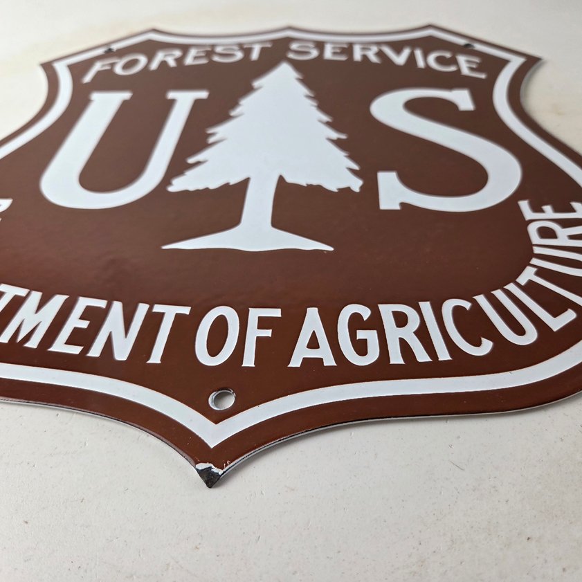 Vintage Forest Service Sign - Agricultural National Park Porcelain Gas Pump Sign - Image 10