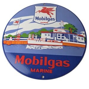 Vintage porcelain gas pump plate signs
