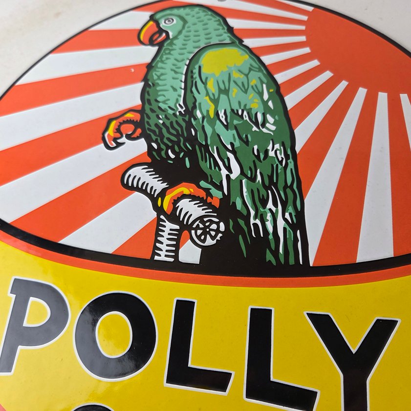 Vintage Polly Motor Oil Sign - Porcelain Premium Gasoline Pump Sign - Image 3