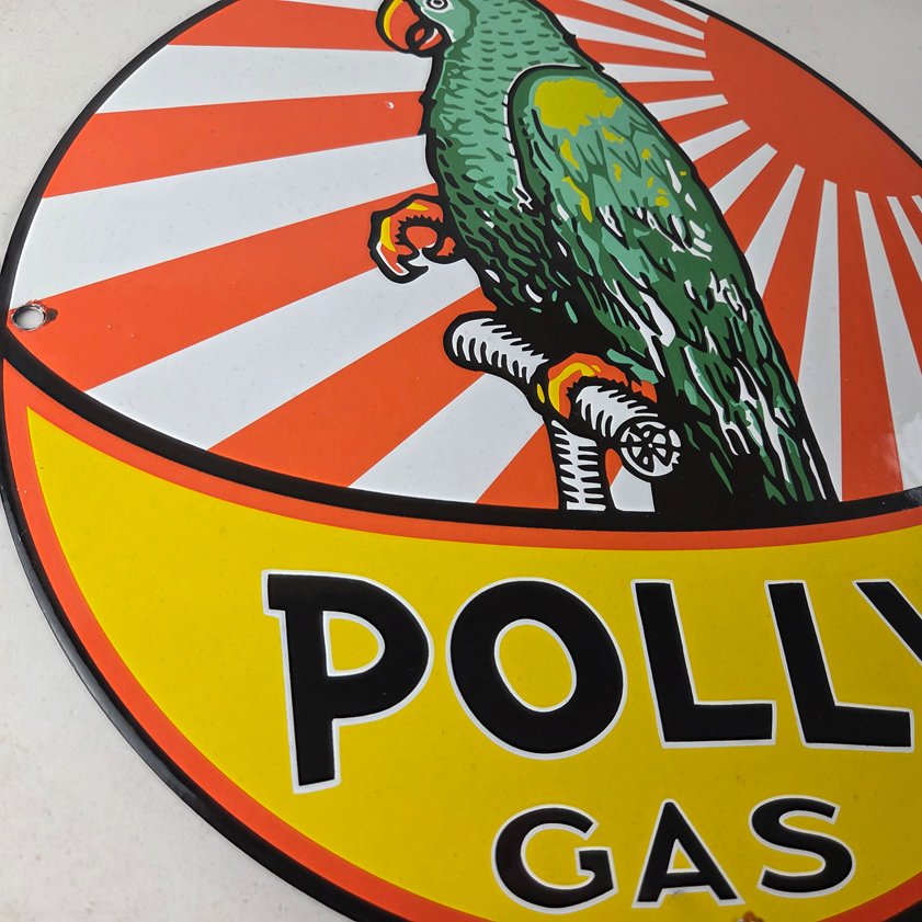 Vintage Polly Motor Oil Sign - Porcelain Premium Gasoline Pump Sign - Image 5