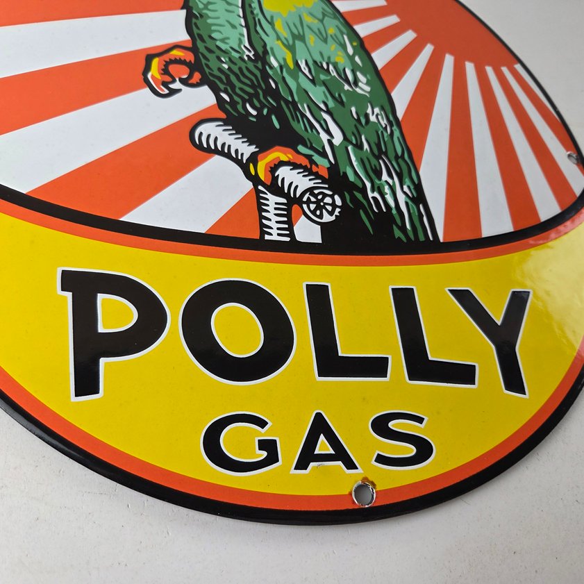 Vintage Polly Motor Oil Sign - Porcelain Premium Gasoline Pump Sign - Image 6