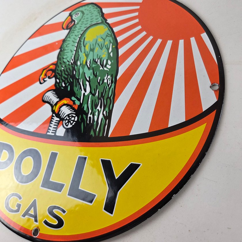 Vintage Polly Motor Oil Sign - Porcelain Premium Gasoline Pump Sign - Image 12
