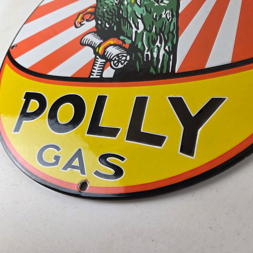 Vintage Polly Motor Oil Sign - Porcelain Premium Gasoline Pump Sign - Image 13