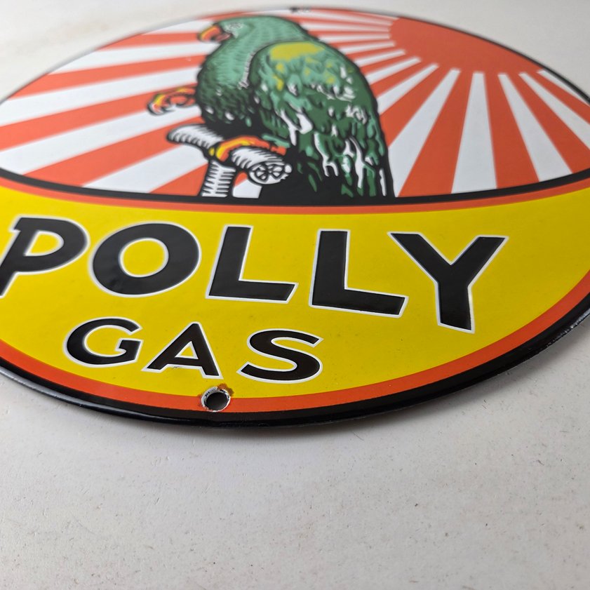 Vintage Polly Motor Oil Sign - Porcelain Premium Gasoline Pump Sign - Image 10