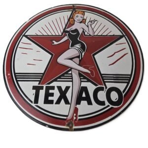 Vintage porcelain gas pump plate signs