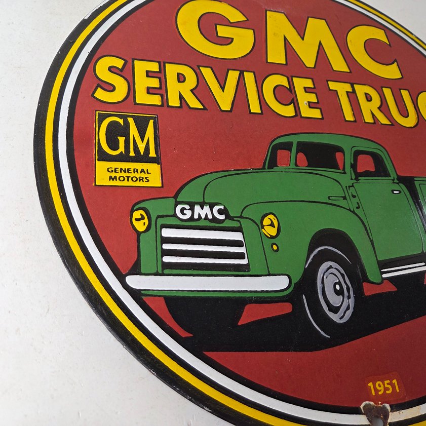 Vintage General Motors Sign - GMC Automobiles Trucks Gas Pump Ad Porcelain Sign - Image 6