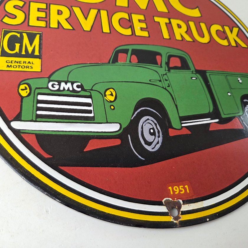 Vintage General Motors Sign - GMC Automobiles Trucks Gas Pump Ad Porcelain Sign - Image 11