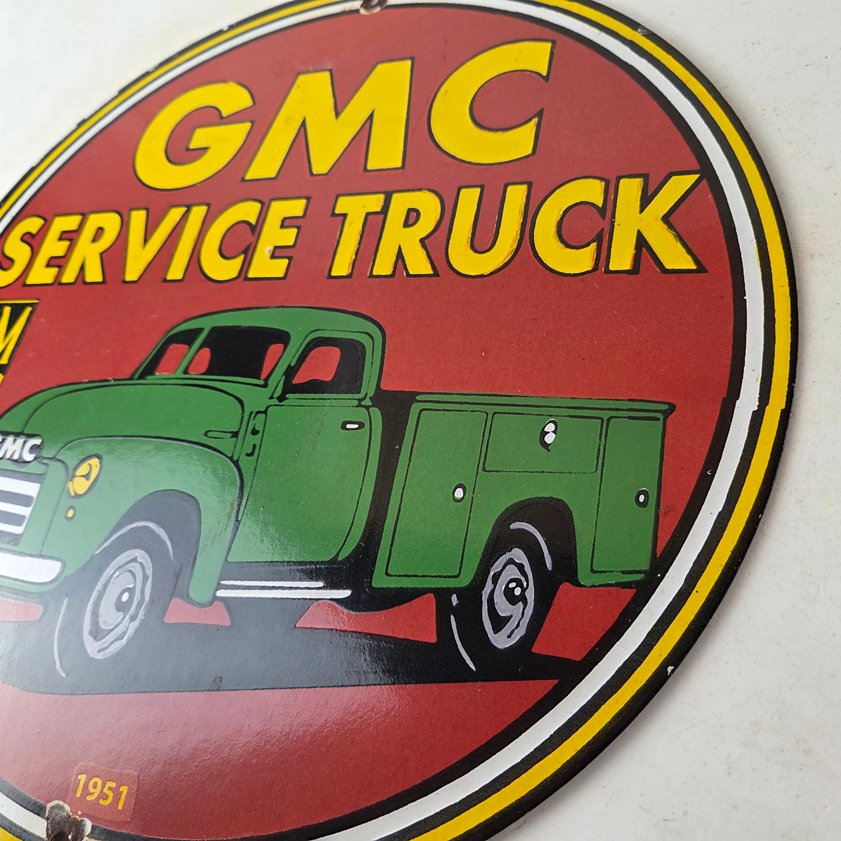 Vintage General Motors Sign - GMC Automobiles Trucks Gas Pump Ad Porcelain Sign - Image 13