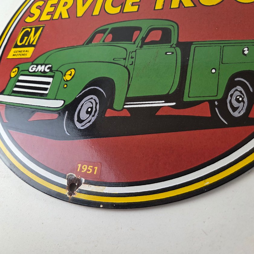 Vintage General Motors Sign - GMC Automobiles Trucks Gas Pump Ad Porcelain Sign - Image 14