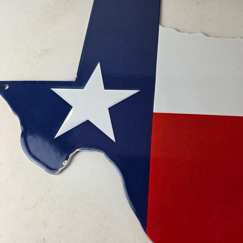 Vintage Texas Flag Sign - USA Gas Service Station Pump Plate Porcelain Sign - Image 2