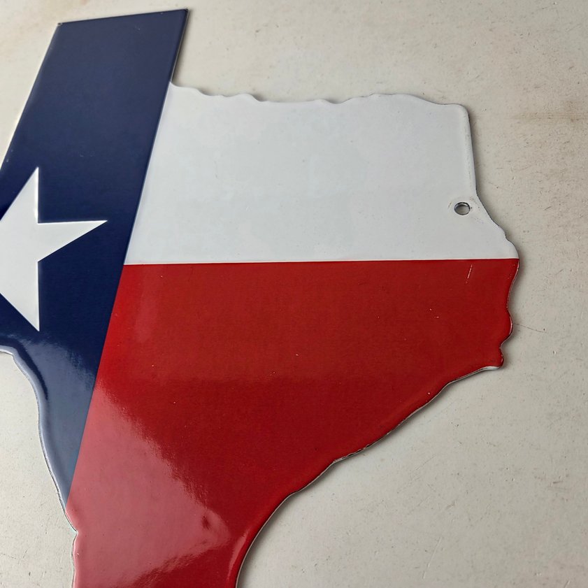 Vintage Texas Flag Sign - USA Gas Service Station Pump Plate Porcelain Sign - Image 3