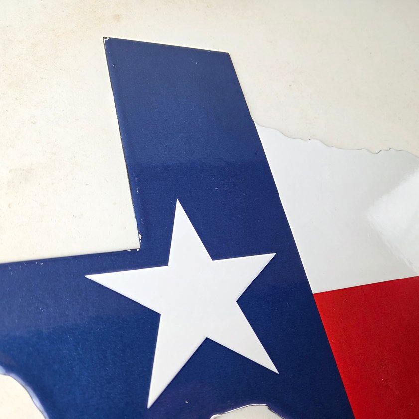 Vintage Texas Flag Sign - USA Gas Service Station Pump Plate Porcelain Sign - Image 4
