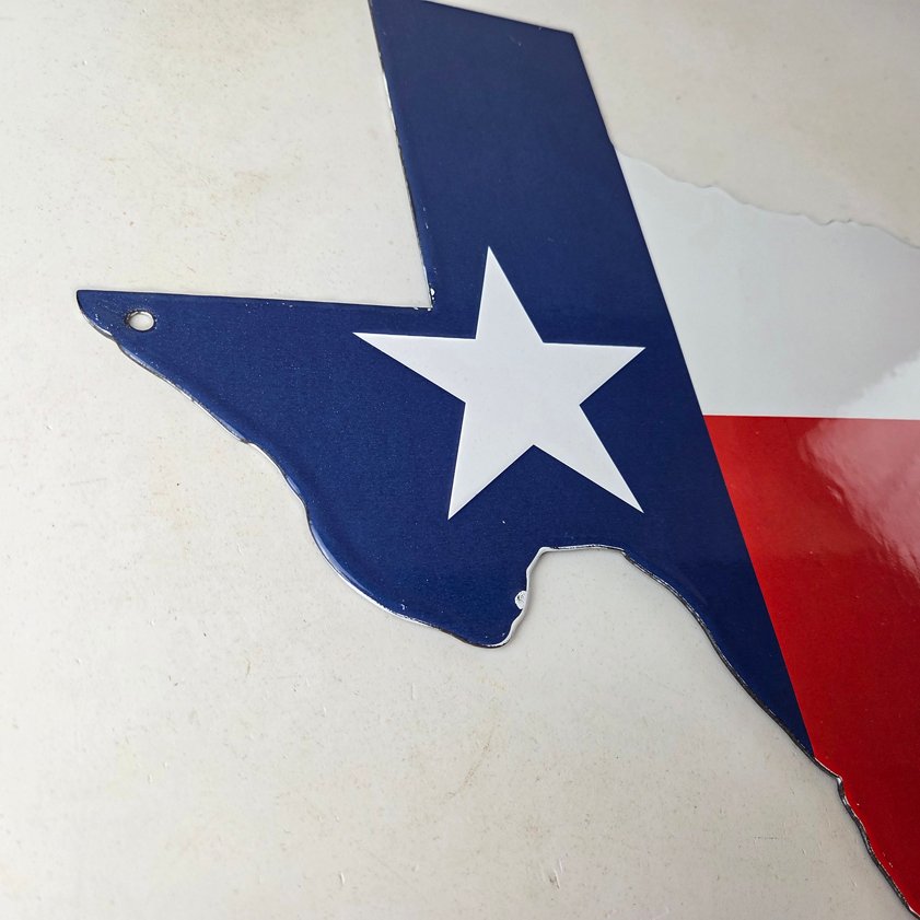 Vintage Texas Flag Sign - USA Gas Service Station Pump Plate Porcelain Sign - Image 5