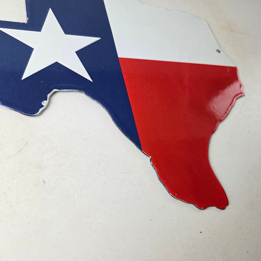Vintage Texas Flag Sign - USA Gas Service Station Pump Plate Porcelain Sign - Image 6