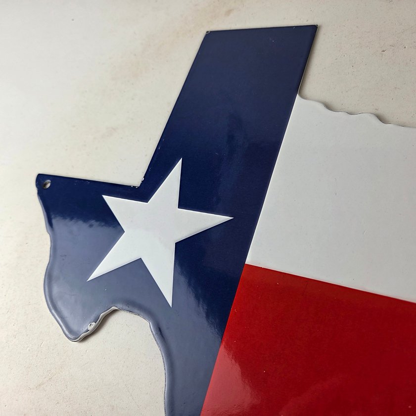 Vintage Texas Flag Sign - USA Gas Service Station Pump Plate Porcelain Sign - Image 11