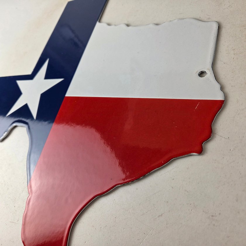 Vintage Texas Flag Sign - USA Gas Service Station Pump Plate Porcelain Sign - Image 12