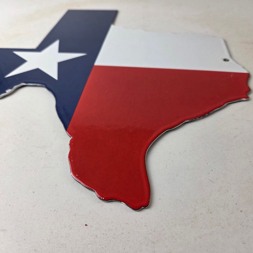 Vintage Texas Flag Sign - USA Gas Service Station Pump Plate Porcelain Sign - Image 10