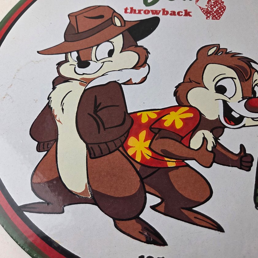 Vintage Mountain Dew Porcelain - Gas Pump Plate Soda Bottles Chip and Dale Sign - Image 2