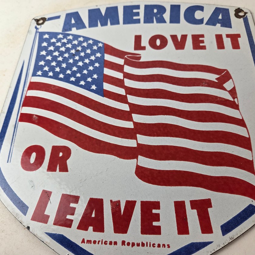 Vintage America Love it or Leave it Sign - Porcelain Gas Station Pump Sign - Image 10
