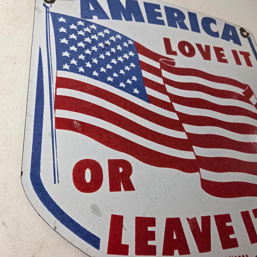 Vintage America Love it or Leave it Sign - Porcelain Gas Station Pump Sign - Image 12