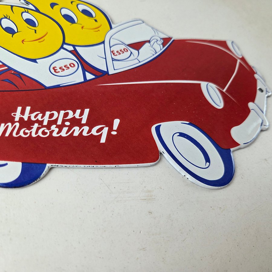 Vintage Esso Porcelain Gasoline Sign - Happy Motoring Service Pump Sign - Image 10