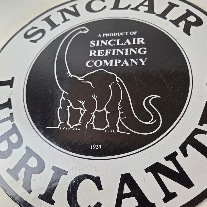 Vintage Sinclair Gasoline Porcelain Sign - Dino Motor Oil Gas Pump Plate Sign - Image 10