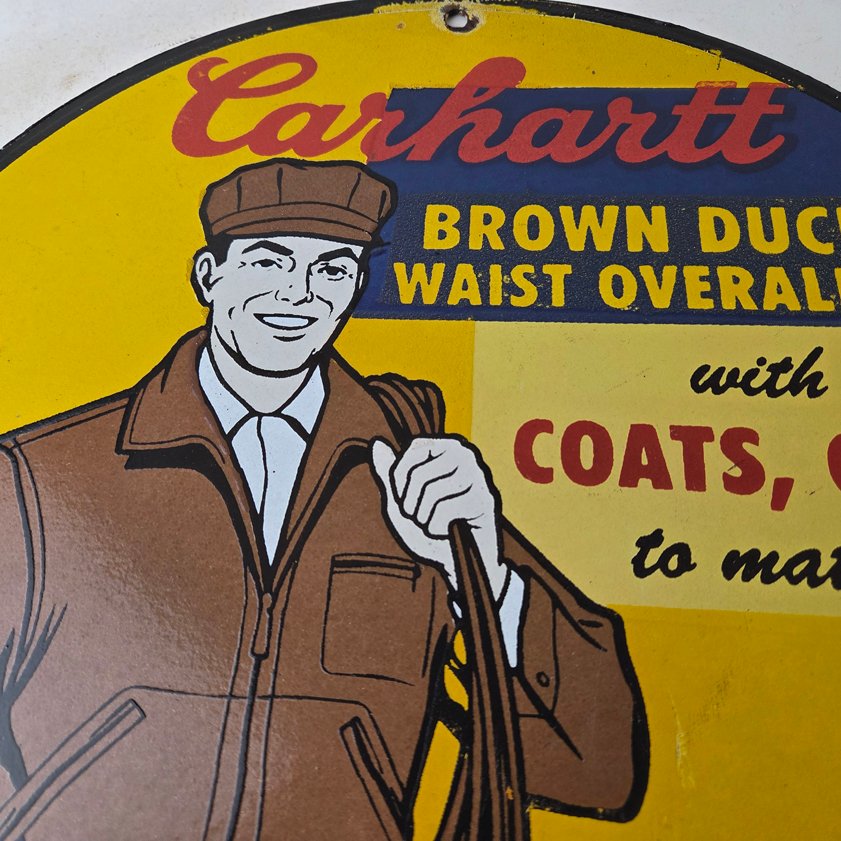 Vintage Carhartt Overalls Sign - Porcelain General Store Clothing Gas Pump Sign - Image 2