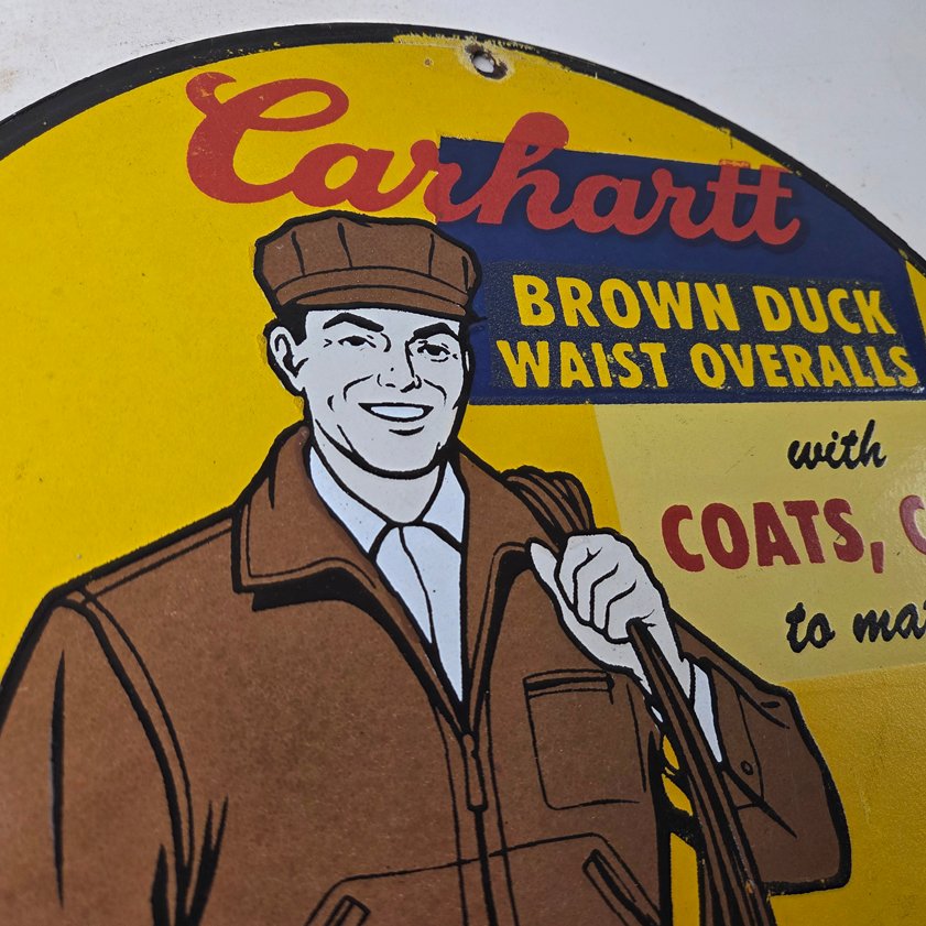 Vintage Carhartt Overalls Sign - Porcelain General Store Clothing Gas Pump Sign - Image 4