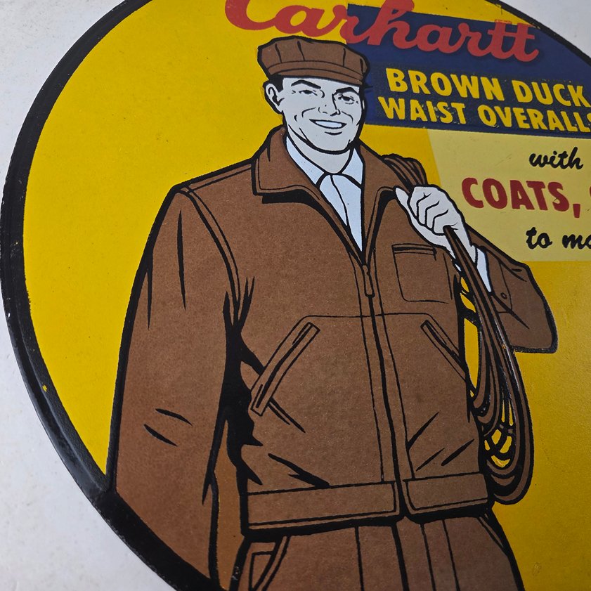 Vintage Carhartt Overalls Sign - Porcelain General Store Clothing Gas Pump Sign - Image 5