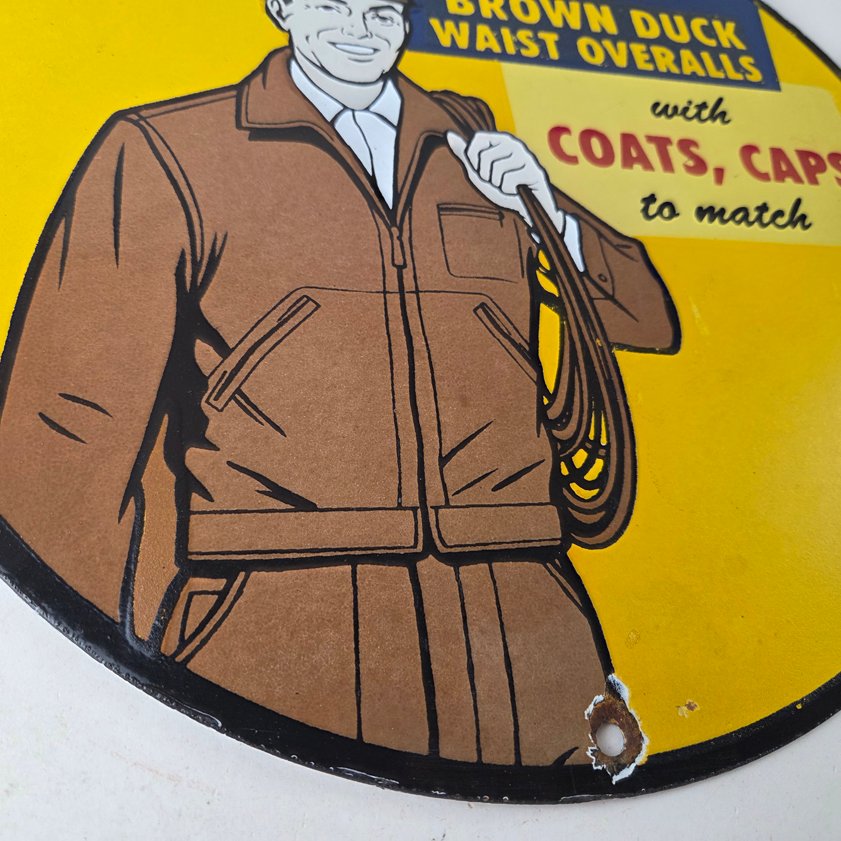 Vintage Carhartt Overalls Sign - Porcelain General Store Clothing Gas Pump Sign - Image 10