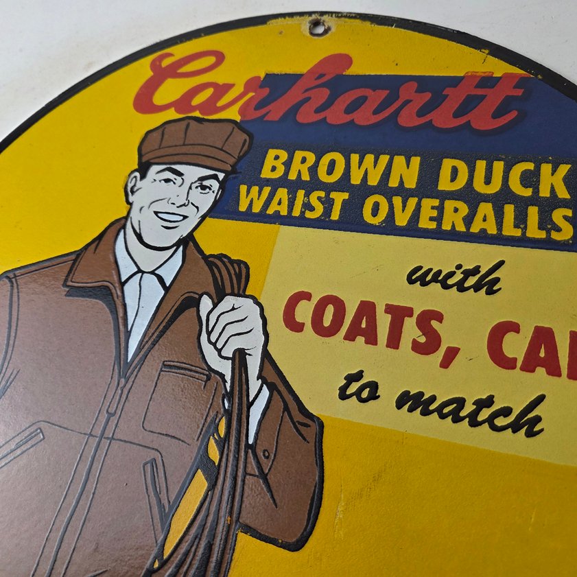 Vintage Carhartt Overalls Sign - Porcelain General Store Clothing Gas Pump Sign - Image 11