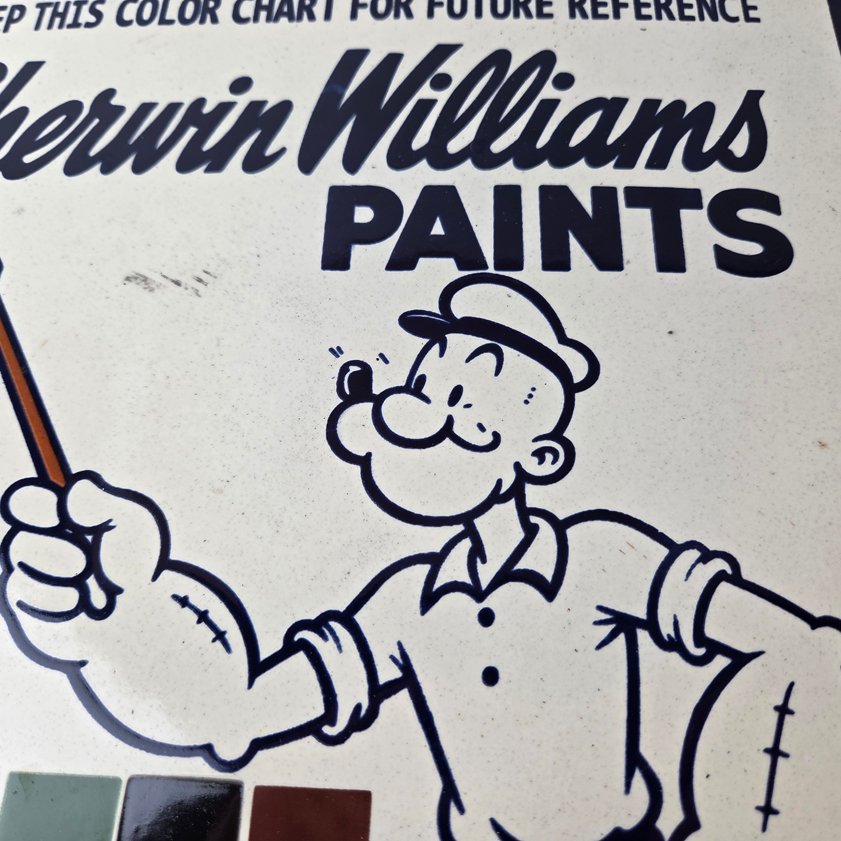 Vintage Sherwin Williams Sign - Paint Brush Gas Pump Porcelain Color Chart Sign - Image 2