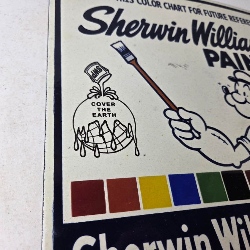 Vintage Sherwin Williams Sign - Paint Brush Gas Pump Porcelain Color Chart Sign - Image 5