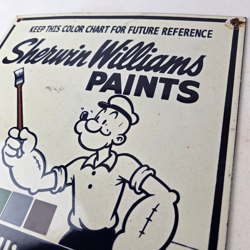 Vintage Sherwin Williams Sign - Paint Brush Gas Pump Porcelain Color Chart Sign - Image 10