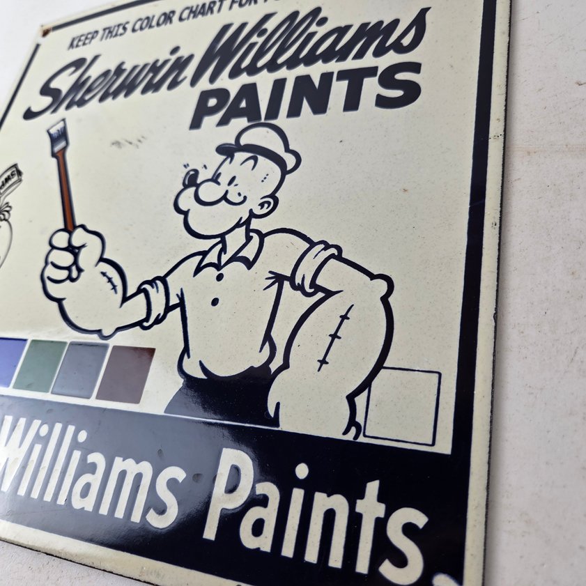Vintage Sherwin Williams Sign - Paint Brush Gas Pump Porcelain Color Chart Sign - Image 11